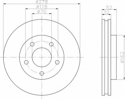 HELLA PAGID 8dd355106011 -  Тормозной диск